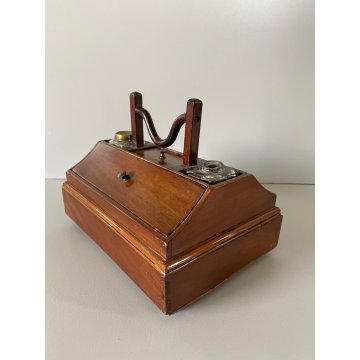 ANTICO CALAMAIO DA VIAGGIO SCATOLA LEGNO MASSELO con MANICO 4 VANI EPOCA 1800