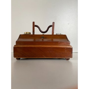 ANTICO CALAMAIO DA VIAGGIO SCATOLA LEGNO MASSELO con MANICO 4 VANI EPOCA 1800