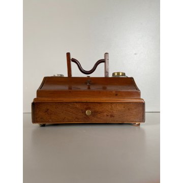 ANTICO CALAMAIO DA VIAGGIO SCATOLA LEGNO MASSELO con MANICO 4 VANI EPOCA 1800
