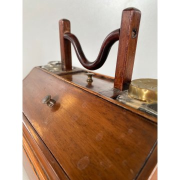 ANTICO CALAMAIO DA VIAGGIO SCATOLA LEGNO MASSELO con MANICO 4 VANI EPOCA 1800