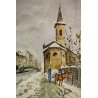 DIPINTO Antonello Zecca ACQUERELLO PAESAGGIO NEVE VECCHIA MILANO S. Cristoforo