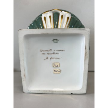 GRANDE COPPA MEDICEA CENTROTAVOLA PORCELLANA Limoges DECORO FLOREALE VERDE ORO