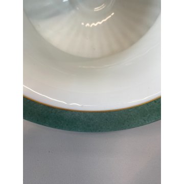 GRANDE COPPA MEDICEA CENTROTAVOLA PORCELLANA Limoges DECORO FLOREALE VERDE ORO