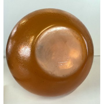 VASO BOTTIGLIA VINTAGE VETRO Murano ARANCIONE CORROSO ACIDATO 28,5 cm/h ANNI '60
