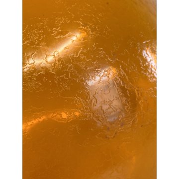 VASO BOTTIGLIA VINTAGE VETRO Murano ARANCIONE CORROSO ACIDATO 28,5 cm/h ANNI '60