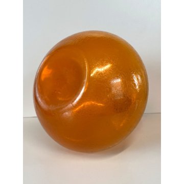 VASO BOTTIGLIA VINTAGE VETRO Murano ARANCIONE CORROSO ACIDATO 28,5 cm/h ANNI '60