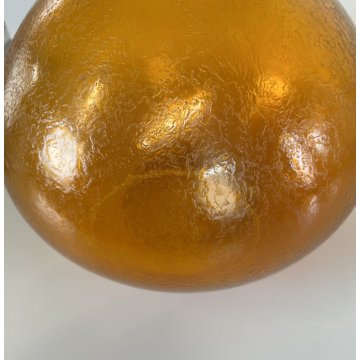 VASO BOTTIGLIA VINTAGE VETRO Murano ARANCIONE CORROSO ACIDATO 28,5 cm/h ANNI '60