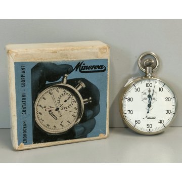 Minerva ANTICO CRONOMETRO OROLOGIO TASCA cronografo 1/100 WATCH epoca ANNI 60