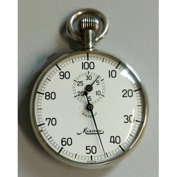 Minerva ANTICO CRONOMETRO OROLOGIO TASCA cronografo 1/100 WATCH epoca ANNI 60