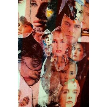 QUADRO TAVOLA Giletti Carlo Maria COMPOSIZIONE MIXED MEDIA VOLTI COLLAGE MATITA