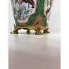 GRANDE VASO URNA PORCELLANA DECORO FIORI UCCELLI CHINOISERIE BASE ZAMPE FERINE