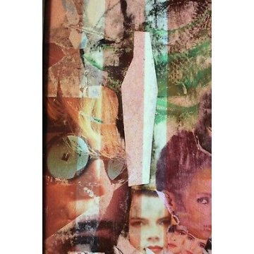 QUADRO TAVOLA Giletti Carlo Maria COMPOSIZIONE MIXED MEDIA VOLTI COLLAGE MATITA