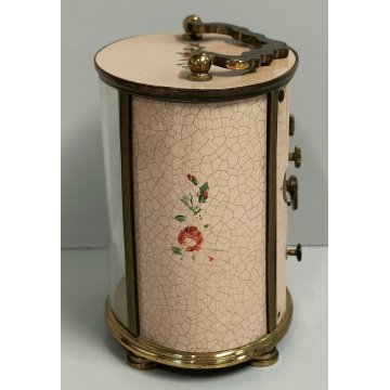 Swiza Mignon OROLOGIO TAVOLO suoneria CARILLON anni 60 DIPINTO FIORI Old Clock