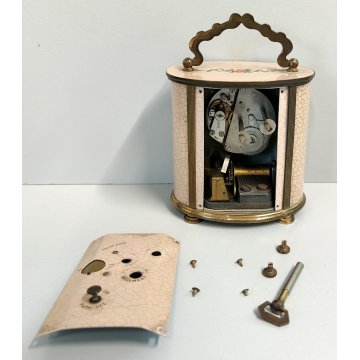 Swiza Mignon OROLOGIO TAVOLO suoneria CARILLON anni 60 DIPINTO FIORI Old Clock