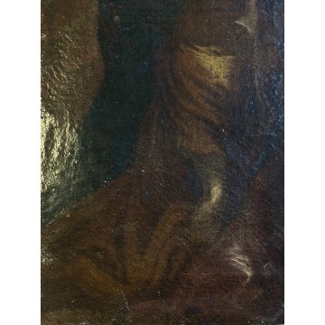 ANTICO DIPINTO OLIO TELA COPIA D'AUTORE "La deposizione" P.Rubens RELIGIOSO XVII
