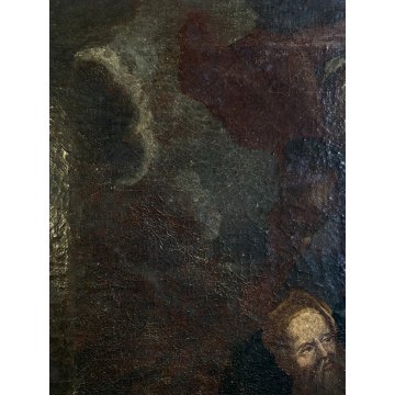 ANTICO DIPINTO OLIO TELA COPIA D'AUTORE "La deposizione" P.Rubens RELIGIOSO XVII
