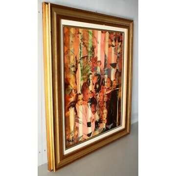 QUADRO TAVOLA Giletti Carlo Maria COMPOSIZIONE MIXED MEDIA VOLTI COLLAGE MATITA