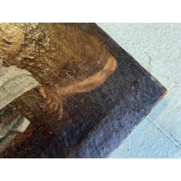 ANTICO DIPINTO OLIO TELA COPIA D'AUTORE "La deposizione" P.Rubens RELIGIOSO XVII