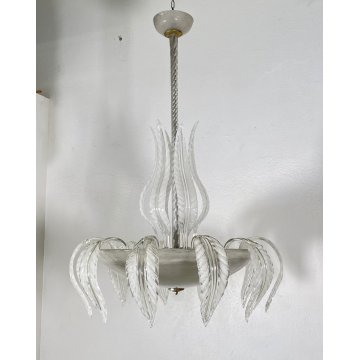 RARISSIMO LAMPADARIO ATTR ERCOLE BAROVIER TOSO 1940 VETRO MURANO FOGLIE DESIGN