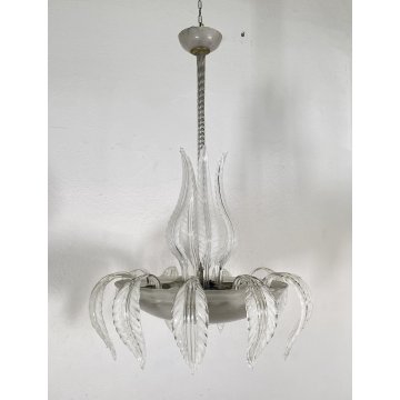 RARISSIMO LAMPADARIO ATTR ERCOLE BAROVIER TOSO 1940 VETRO MURANO FOGLIE DESIGN