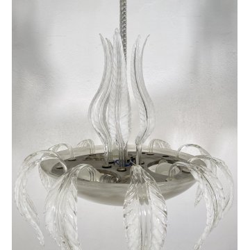 RARISSIMO LAMPADARIO ATTR ERCOLE BAROVIER TOSO 1940 VETRO MURANO FOGLIE DESIGN