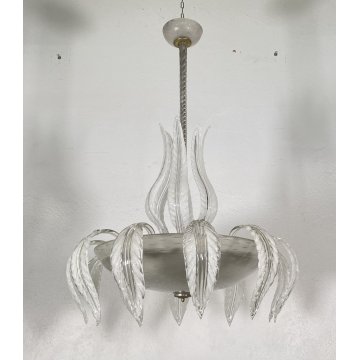 RARISSIMO LAMPADARIO ATTR ERCOLE BAROVIER TOSO 1940 VETRO MURANO FOGLIE DESIGN