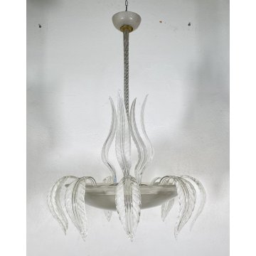RARISSIMO LAMPADARIO ATTR ERCOLE BAROVIER TOSO 1940 VETRO MURANO FOGLIE DESIGN