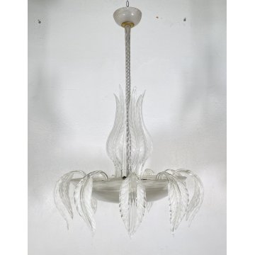 RARISSIMO LAMPADARIO ATTR ERCOLE BAROVIER TOSO 1940 VETRO MURANO FOGLIE DESIGN