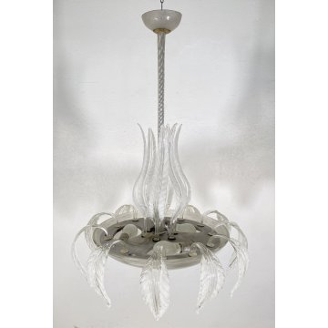 RARISSIMO LAMPADARIO ATTR ERCOLE BAROVIER TOSO 1940 VETRO MURANO FOGLIE DESIGN