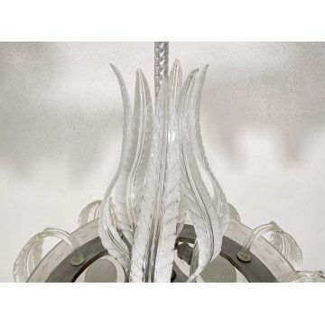 RARISSIMO LAMPADARIO ATTR ERCOLE BAROVIER TOSO 1940 VETRO MURANO FOGLIE DESIGN