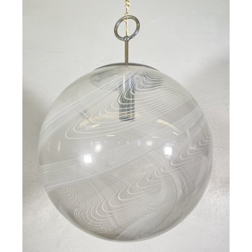 LAMPADARIO SFERA DESIGN VETRO MURANO VENINI 1970 FERRO LAMPADA SOFFITTO VINTAGE