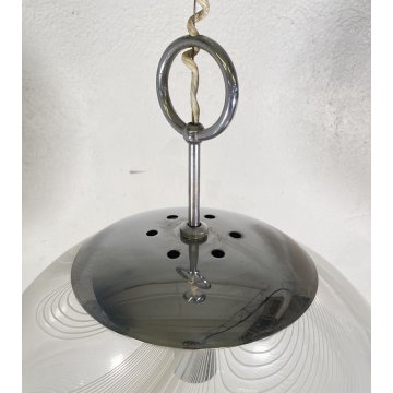 LAMPADARIO SFERA DESIGN VETRO MURANO VENINI 1970 FERRO LAMPADA SOFFITTO VINTAGE
