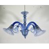 LAMPADARIO VETRO BLU MURANO CLASSICO CHANDELIER GLASS '900 VINTAGE 4 LUCI DESIGN