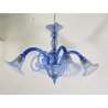 LAMPADARIO VETRO BLU MURANO CLASSICO CHANDELIER GLASS '900 VINTAGE 4 LUCI DESIGN
