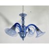 LAMPADARIO VETRO BLU MURANO CLASSICO CHANDELIER GLASS '900 VINTAGE 4 LUCI DESIGN