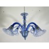 LAMPADARIO VETRO BLU MURANO CLASSICO CHANDELIER GLASS '900 VINTAGE 4 LUCI DESIGN
