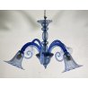 LAMPADARIO VETRO BLU MURANO CLASSICO CHANDELIER GLASS '900 VINTAGE 4 LUCI DESIGN