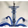 LAMPADARIO VETRO BLU MURANO CLASSICO CHANDELIER GLASS '900 VINTAGE 4 LUCI DESIGN