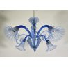 LAMPADARIO VETRO BLU MURANO CLASSICO CHANDELIER GLASS '900 VINTAGE 4 LUCI DESIGN