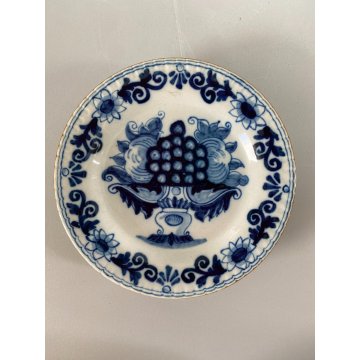 PICCOLO PIATTO da PARETE TERRACOTTA BIANCA BLU Delft HOLLAND Makkum VINTAGE '900