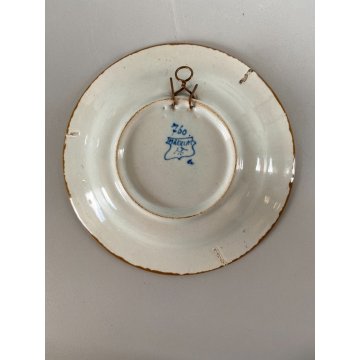 PICCOLO PIATTO da PARETE TERRACOTTA BIANCA BLU Delft HOLLAND Makkum VINTAGE '900