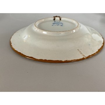 PICCOLO PIATTO da PARETE TERRACOTTA BIANCA BLU Delft HOLLAND Makkum VINTAGE '900