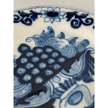 PICCOLO PIATTO da PARETE TERRACOTTA BIANCA BLU Delft HOLLAND Makkum VINTAGE '900
