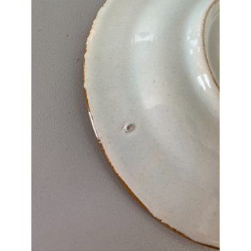 PICCOLO PIATTO da PARETE TERRACOTTA BIANCA BLU Delft HOLLAND Makkum VINTAGE 900