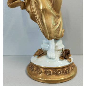 SCULTURA Ballerina STATUINA CERAMICA BIANCA DORATA Ginori Capodimonte EPOCA '900