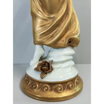 SCULTURA Ballerina STATUINA CERAMICA BIANCA DORATA Ginori Capodimonte EPOCA '900