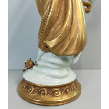 SCULTURA Ballerina STATUINA CERAMICA BIANCA DORATA Ginori Capodimonte EPOCA '900