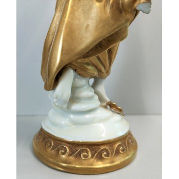 SCULTURA Ballerina STATUINA CERAMICA BIANCA DORATA Ginori Capodimonte EPOCA '900
