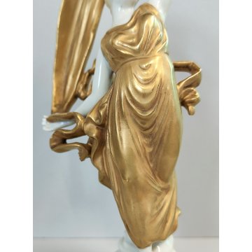 SCULTURA Ballerina STATUINA CERAMICA BIANCA DORATA Ginori Capodimonte EPOCA '900