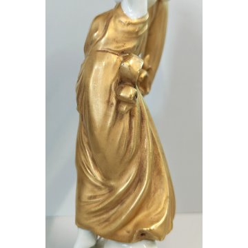 SCULTURA Ballerina STATUINA CERAMICA BIANCA DORATA Ginori Capodimonte EPOCA '900